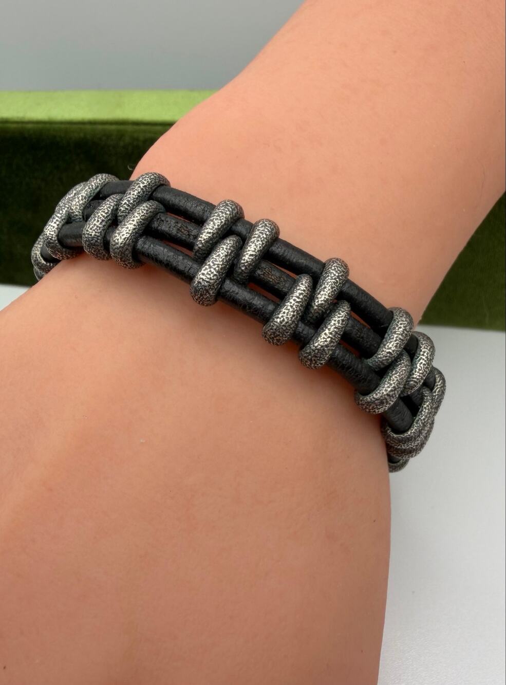 David Yurman Cable Station Bracelet 14mm Strippled Design rare